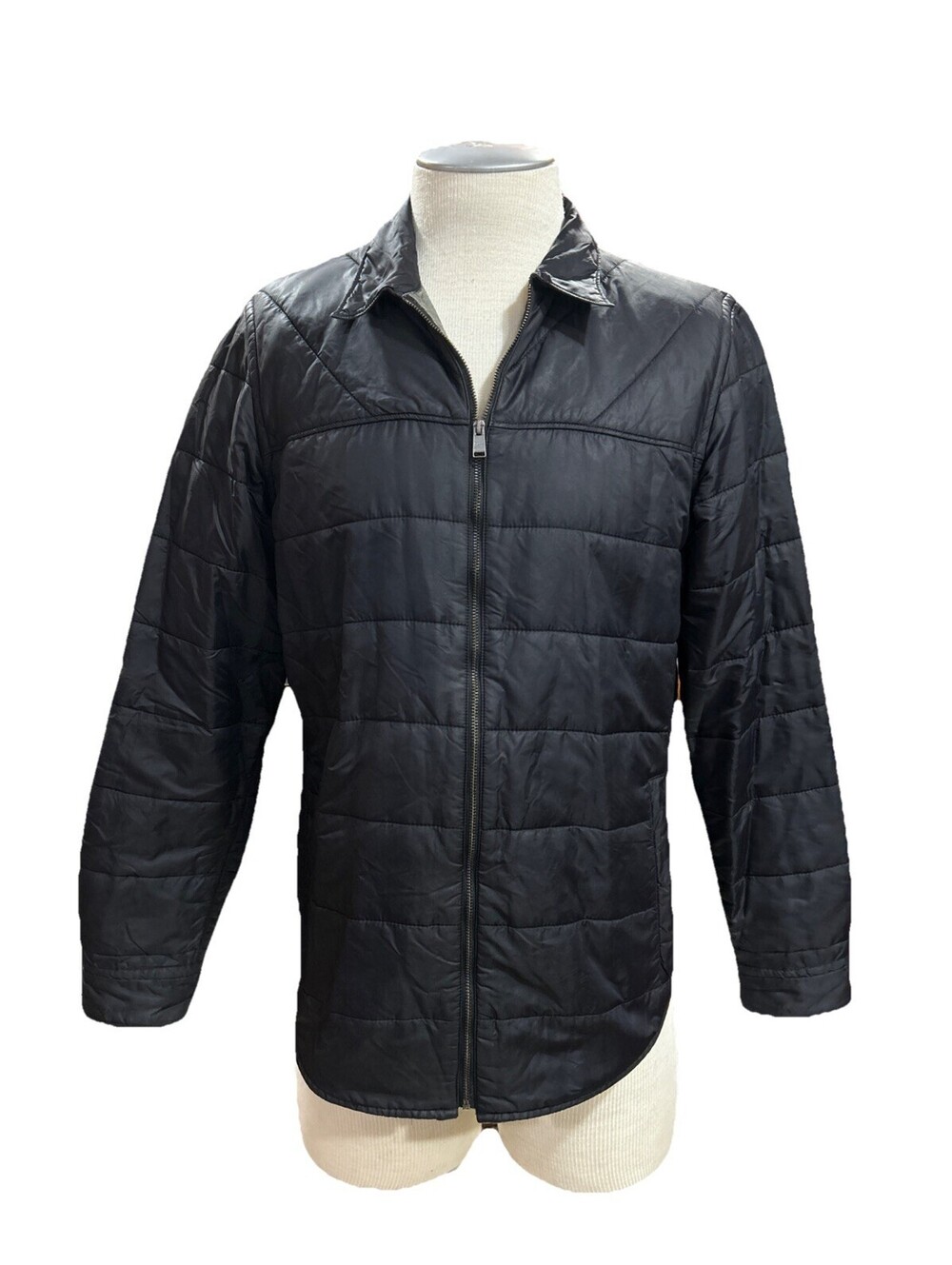 Hugo Boss Mens Lightweight Puffer Jacket L Black Full Zip Long Sleeve